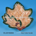 Antiqued leaf shape ceramic plate for tableware